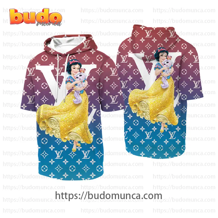 Louisvuitton and snow white dwarfs disney hooded short sleeve t-shirt gift uninque for kid man women